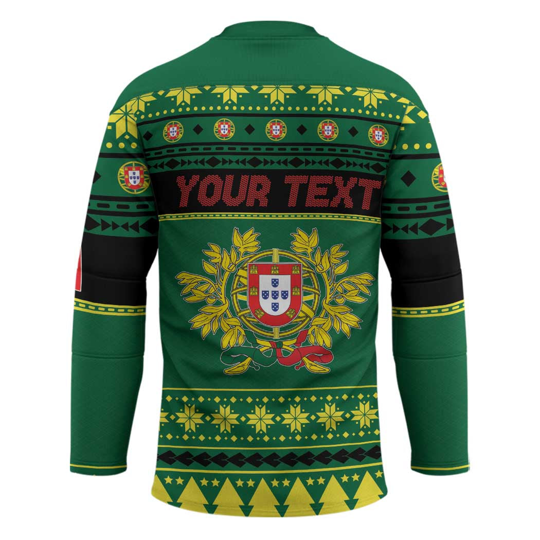 Personalized Portugal Christmas Hockey Jersey Emblem With Flag Style - Wonder Print Shop