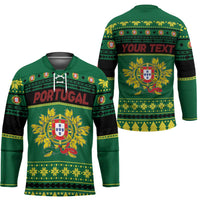 Personalized Portugal Christmas Hockey Jersey Emblem With Flag Style - Wonder Print Shop