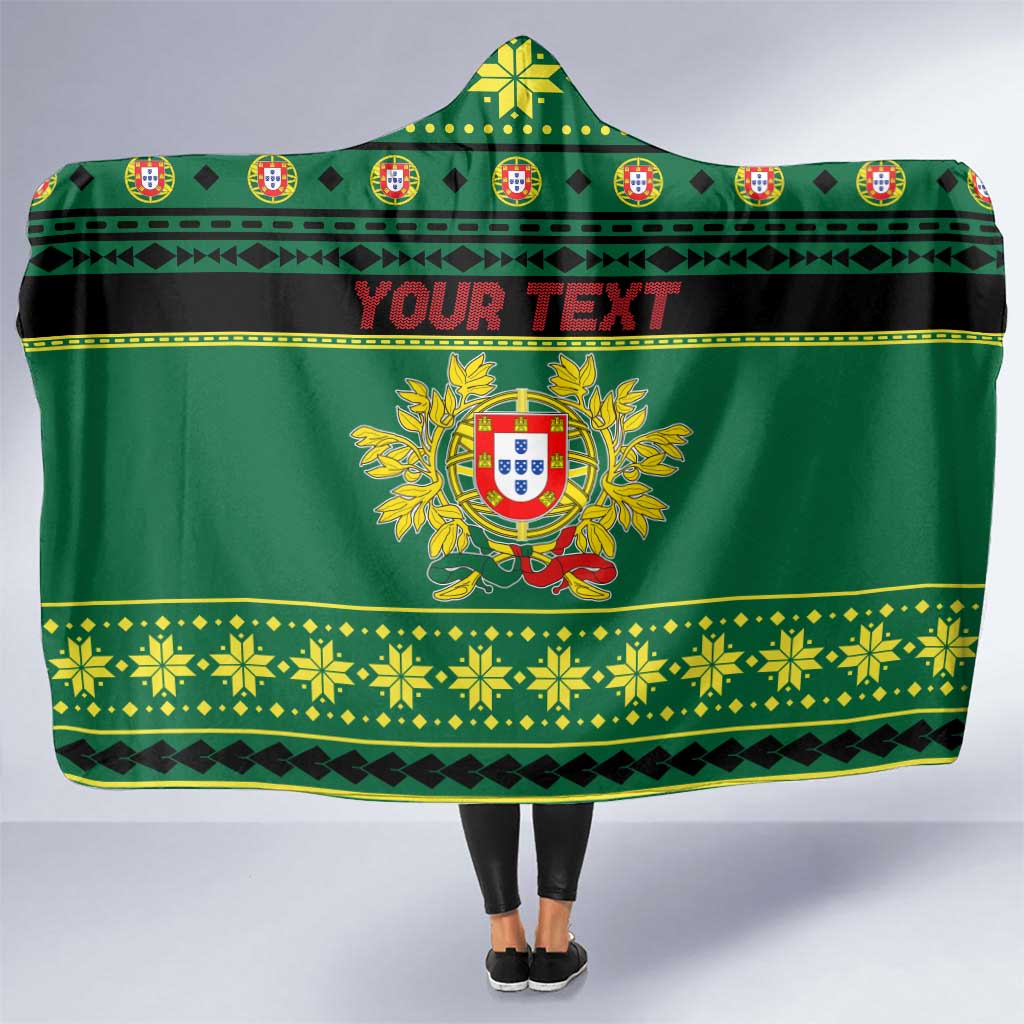 Personalized Portugal Christmas Hooded Blanket Emblem With Flag Style - Wonder Print Shop