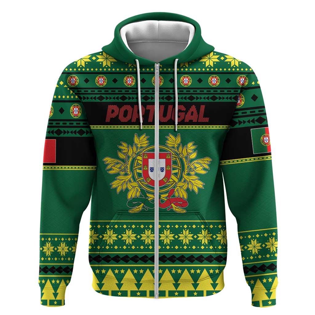 Personalized Portugal Christmas Hoodie Emblem With Flag Style - Wonder Print Shop