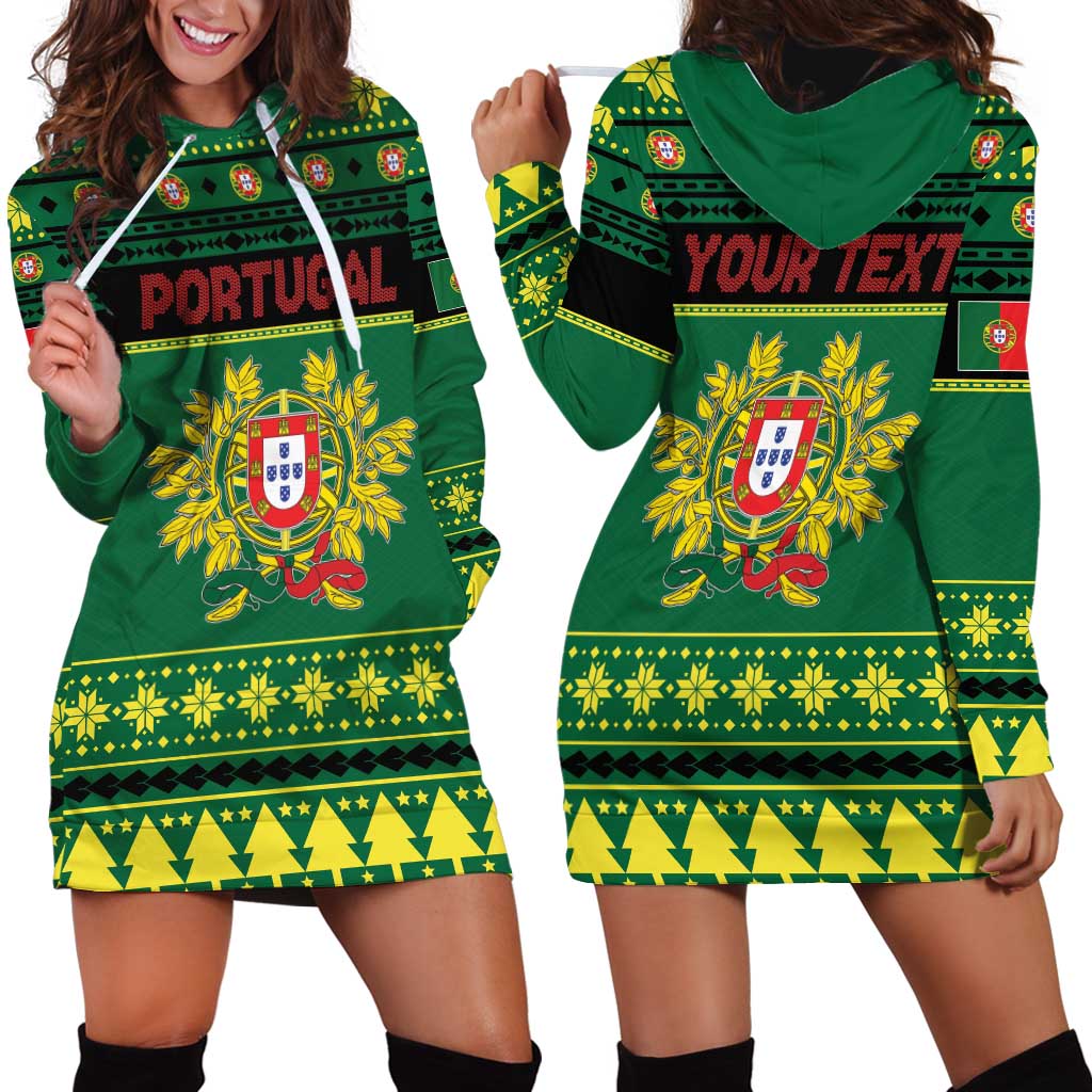 Personalized Portugal Christmas Hoodie Dress Emblem With Flag Style - Wonder Print Shop
