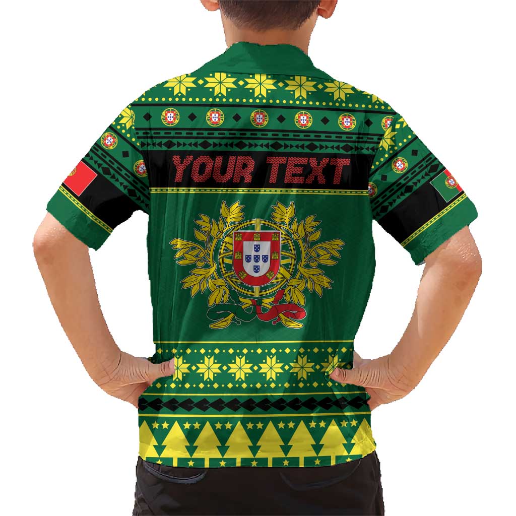 Personalized Portugal Christmas Kid Hawaiian Shirt Emblem With Flag Style - Wonder Print Shop