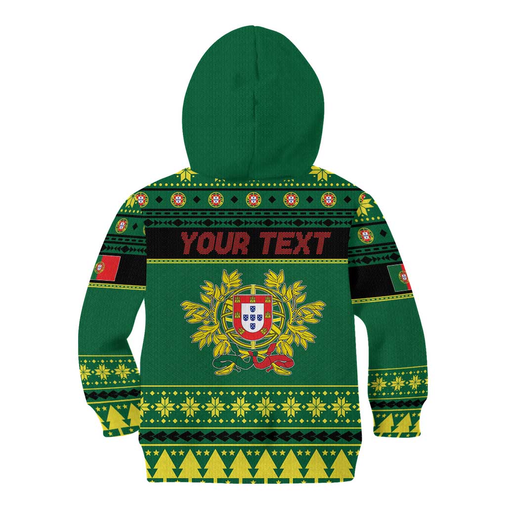 Personalized Portugal Christmas Kid Hoodie Emblem With Flag Style - Wonder Print Shop