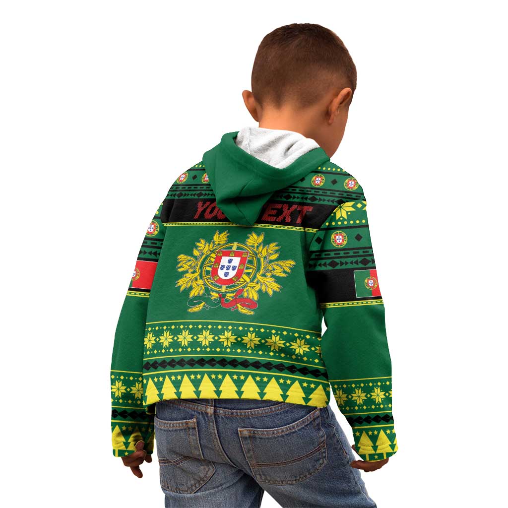 Personalized Portugal Christmas Kid Hoodie Emblem With Flag Style - Wonder Print Shop
