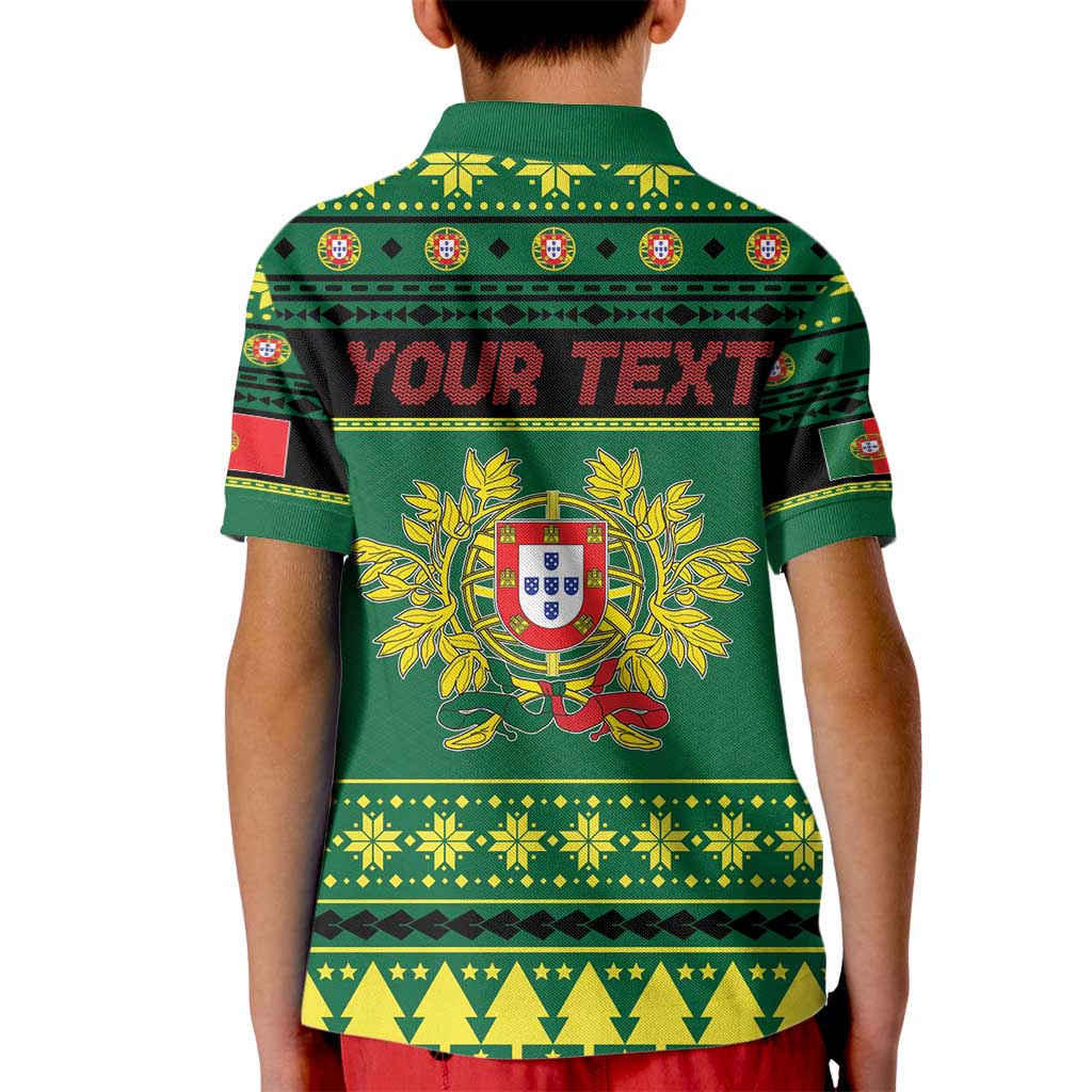 Personalized Portugal Christmas Kid Polo Shirt Emblem With Flag Style - Wonder Print Shop