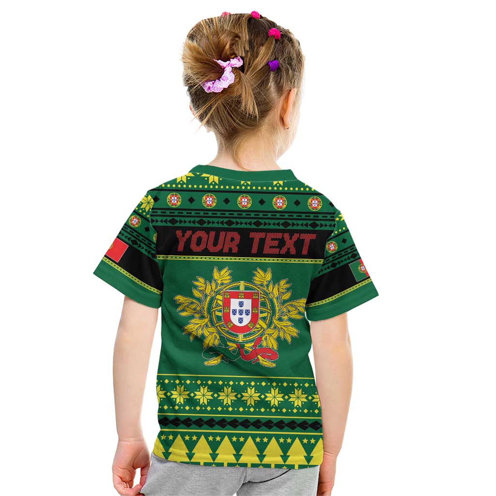 Personalized Portugal Christmas Kid T Shirt Emblem With Flag Style - Wonder Print Shop