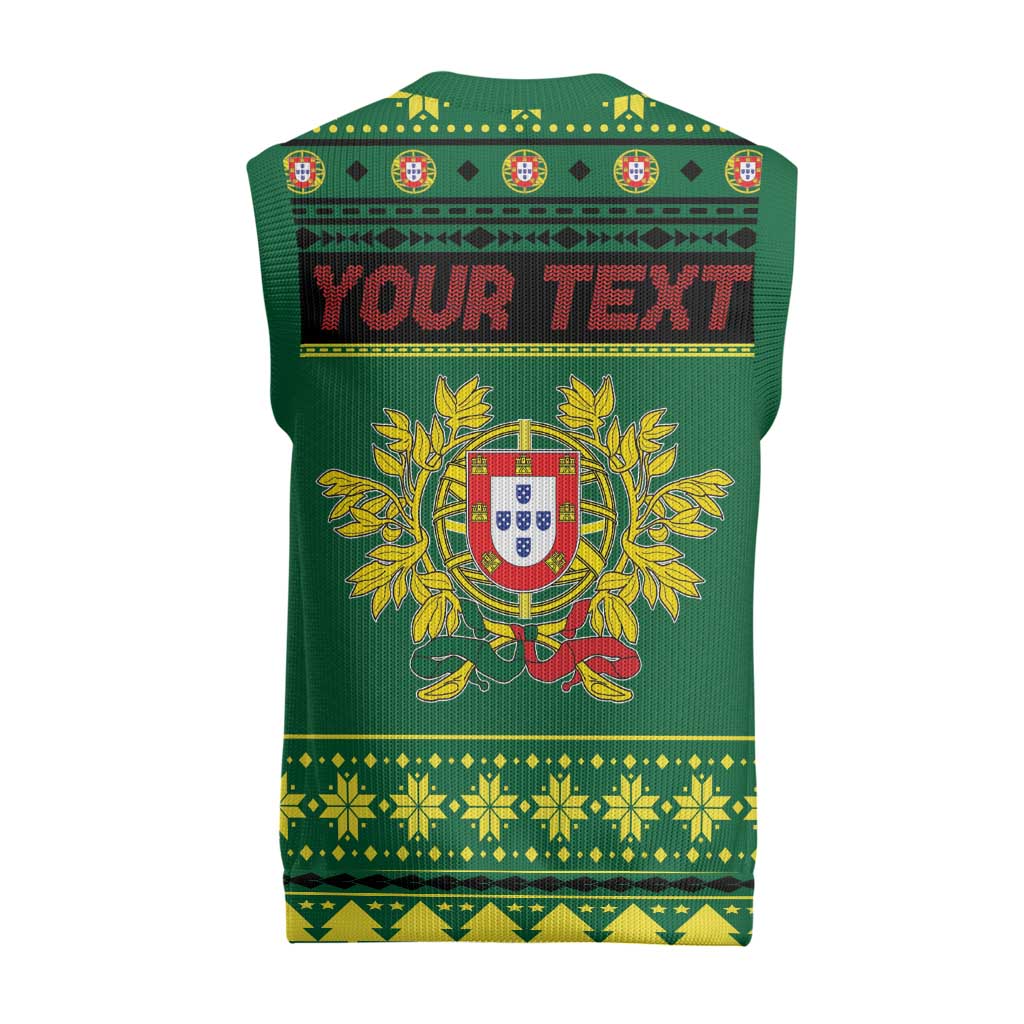 Personalized Portugal Christmas Knitted V-Neck Vest Emblem With Flag Style - Wonder Print Shop