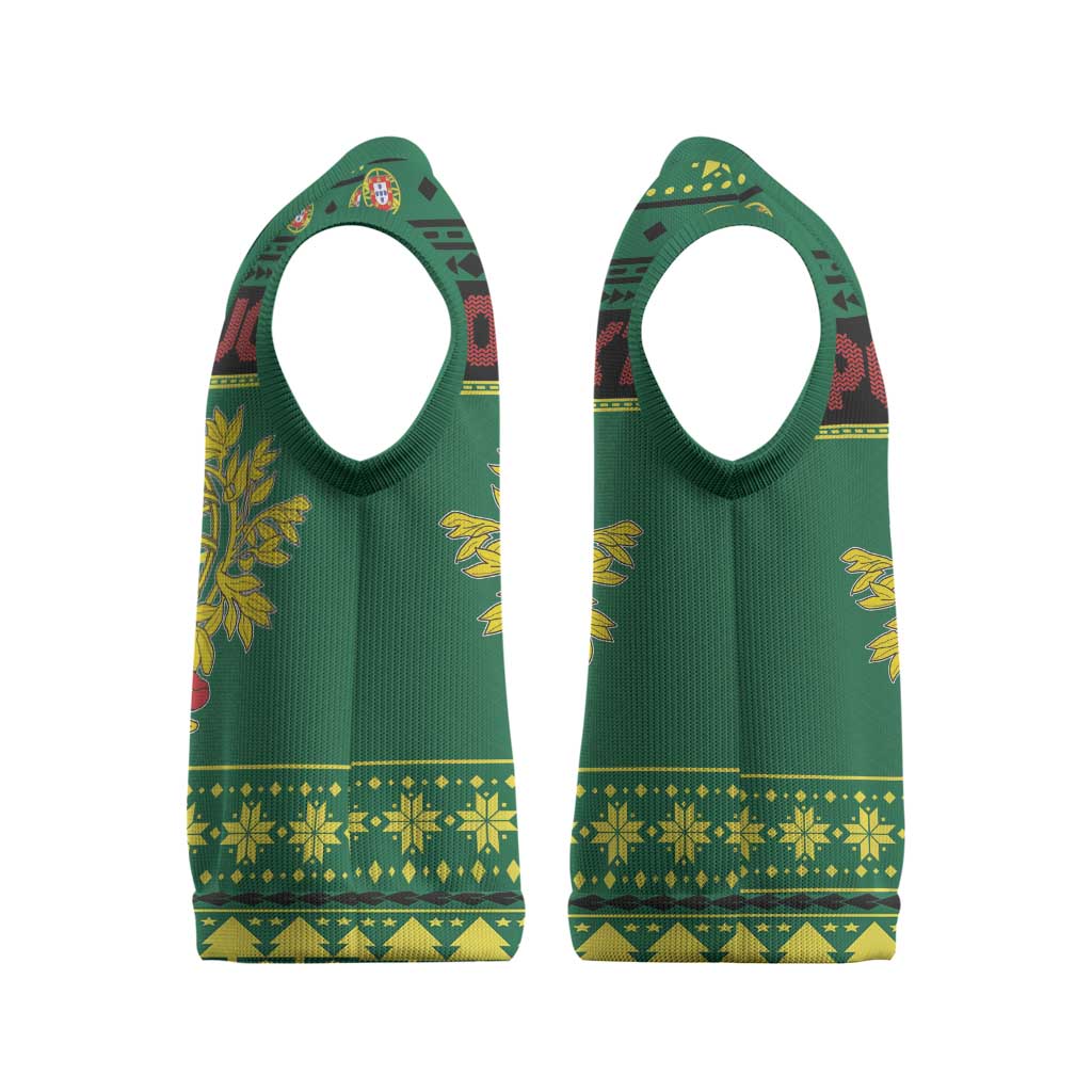 Personalized Portugal Christmas Knitted V-Neck Vest Emblem With Flag Style - Wonder Print Shop