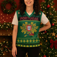 Personalized Portugal Christmas Knitted V-Neck Vest Emblem With Flag Style - Wonder Print Shop