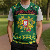 Personalized Portugal Christmas Knitted V-Neck Vest Emblem With Flag Style - Wonder Print Shop