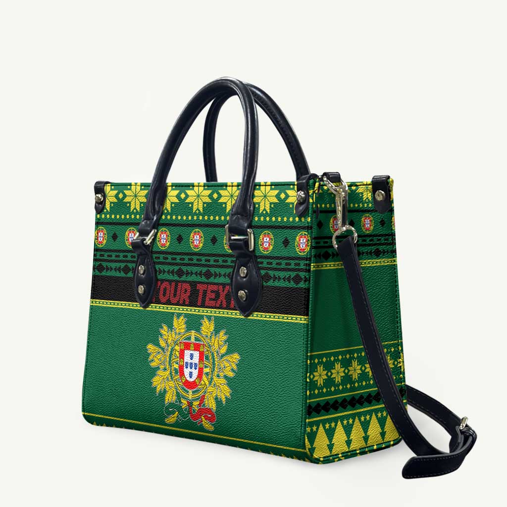 Personalized Portugal Christmas Leather Bag Emblem With Flag Style - Wonder Print Shop
