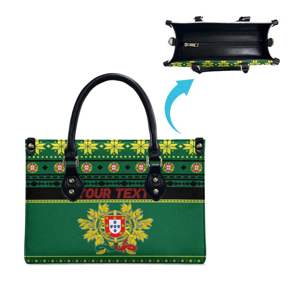 Personalized Portugal Christmas Leather Bag Emblem With Flag Style - Wonder Print Shop