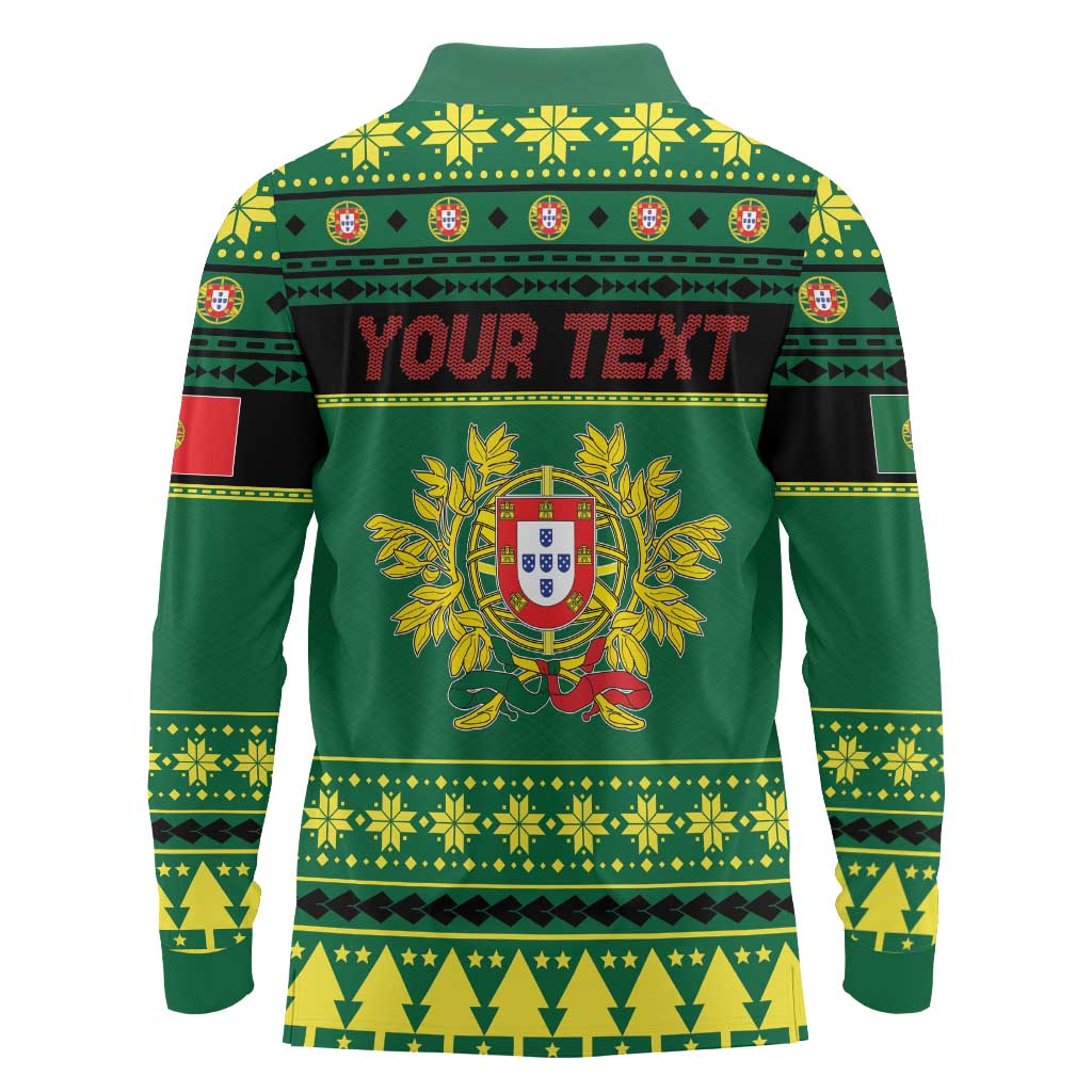 Personalized Portugal Christmas Long Sleeve Polo Shirt Emblem With Flag Style - Wonder Print Shop