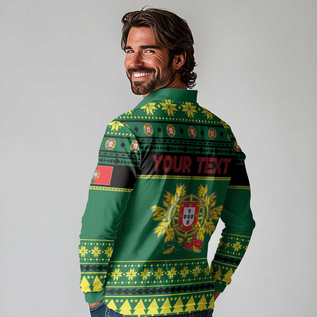 Personalized Portugal Christmas Long Sleeve Polo Shirt Emblem With Flag Style - Wonder Print Shop