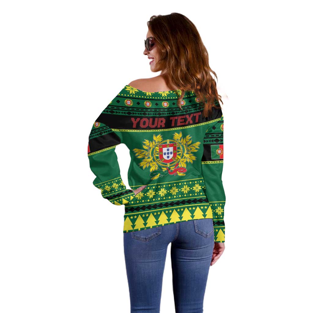 Personalized Portugal Christmas Off Shoulder Sweater Emblem With Flag Style - Wonder Print Shop