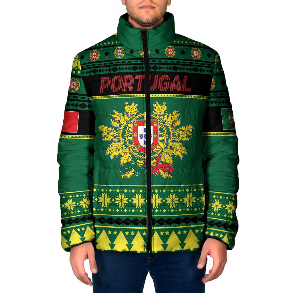 Personalized Portugal Christmas Padded Jacket Emblem With Flag Style - Wonder Print Shop