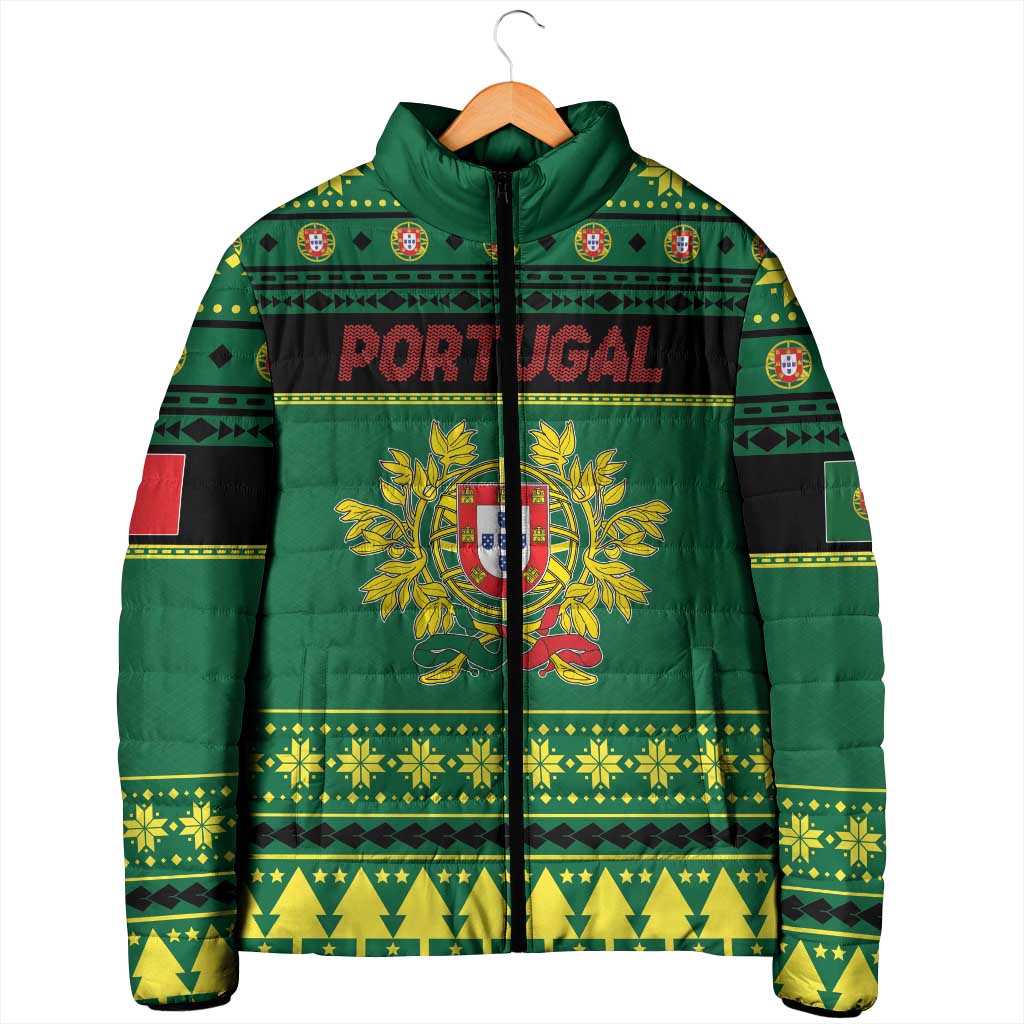 Personalized Portugal Christmas Padded Jacket Emblem With Flag Style - Wonder Print Shop