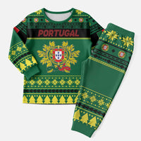Personalized Portugal Christmas Pajama Set Emblem With Flag Style - Wonder Print Shop