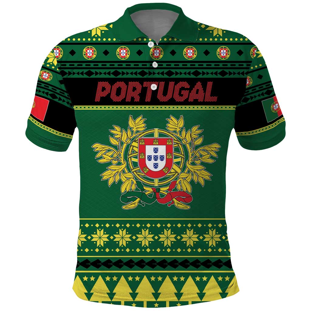 Personalized Portugal Christmas Polo Shirt Emblem With Flag Style - Wonder Print Shop