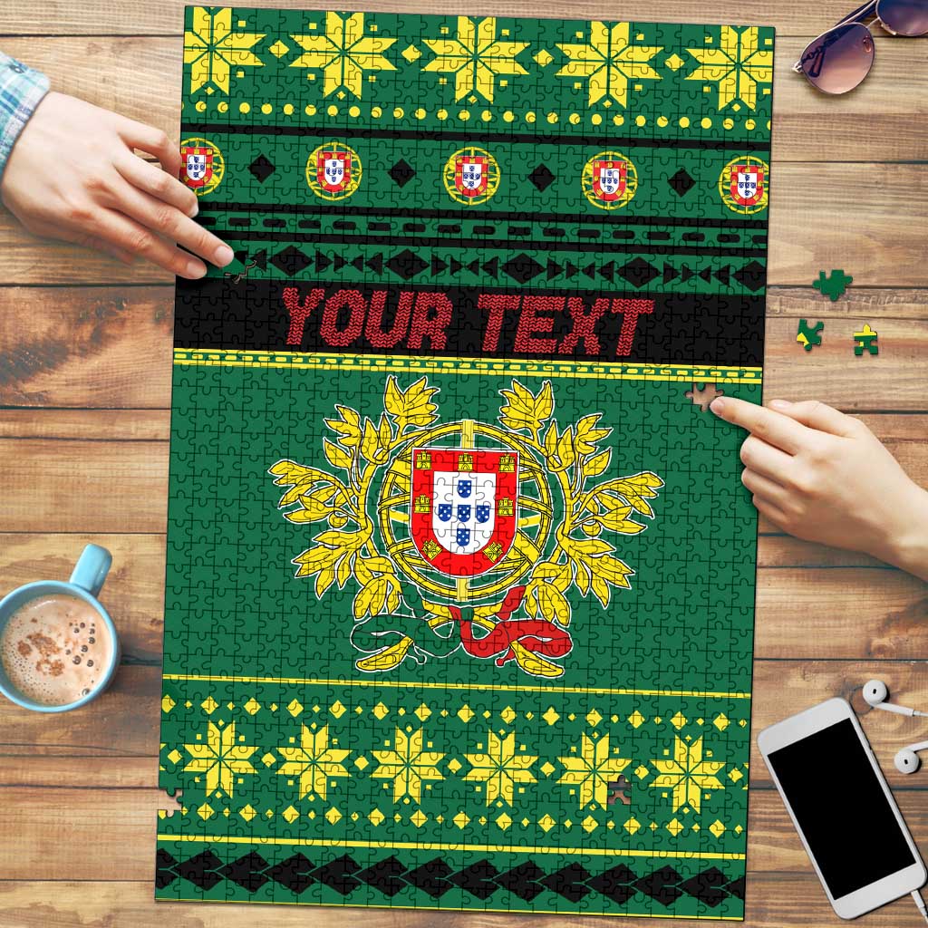 Personalized Portugal Christmas Puzzle Emblem With Flag Style - Wonder Print Shop