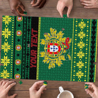 Personalized Portugal Christmas Puzzle Emblem With Flag Style - Wonder Print Shop