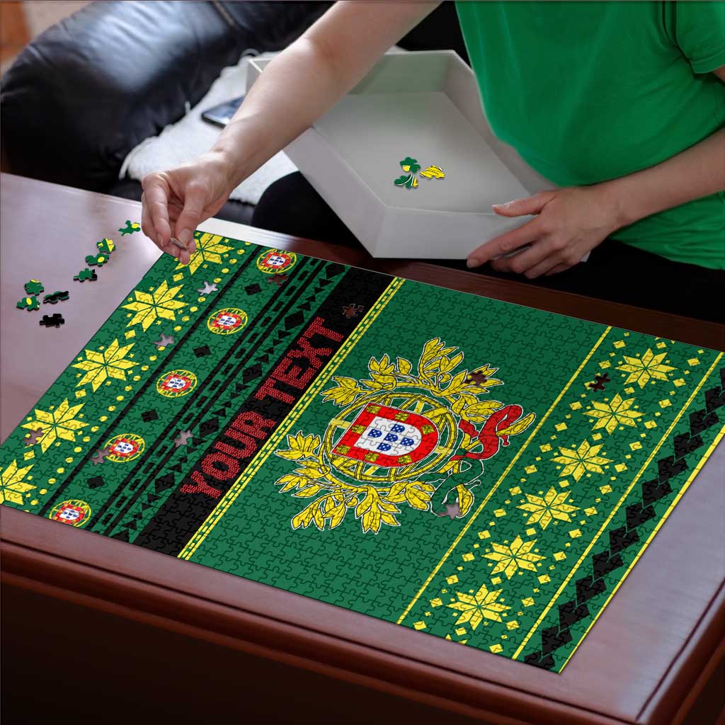 Personalized Portugal Christmas Puzzle Emblem With Flag Style - Wonder Print Shop