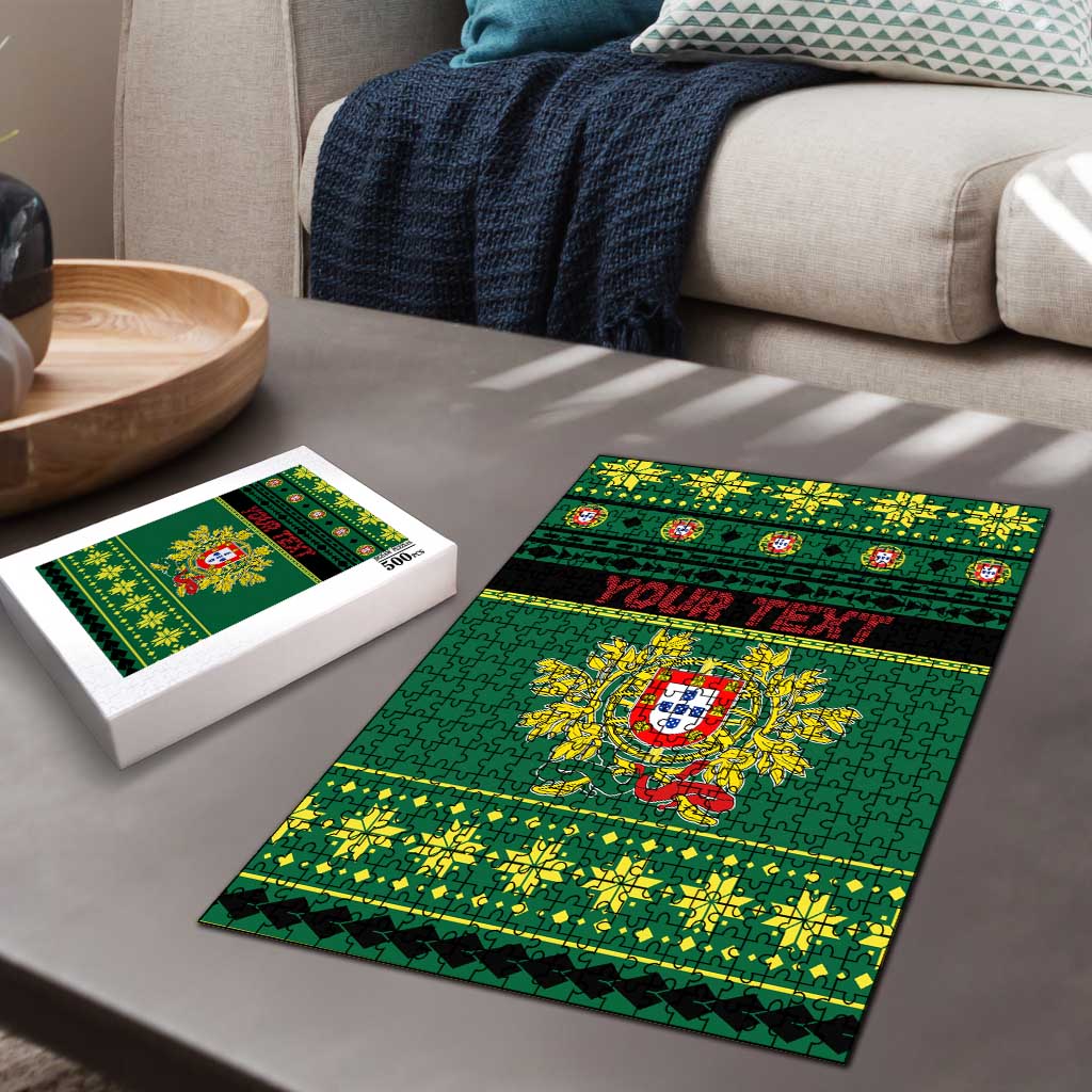 Personalized Portugal Christmas Puzzle Emblem With Flag Style - Wonder Print Shop