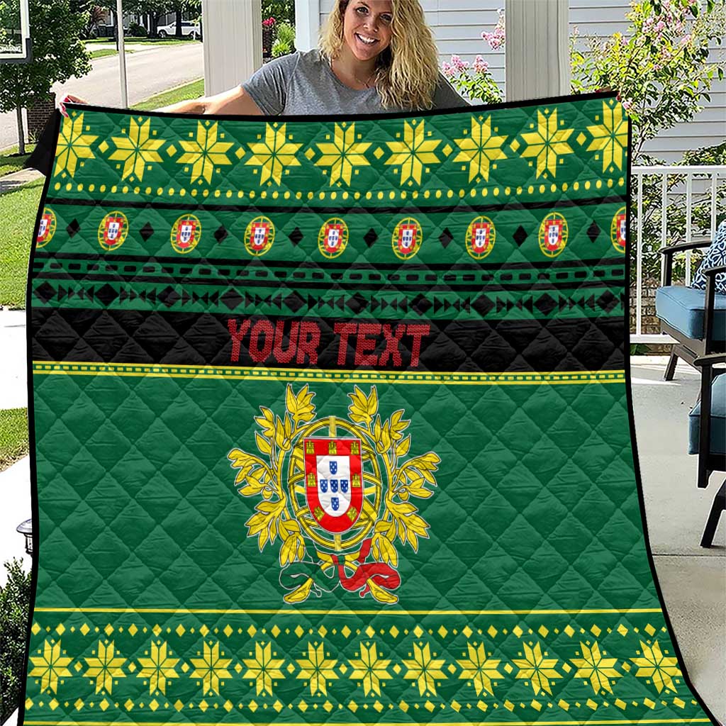Personalized Portugal Christmas Quilt Emblem With Flag Style - Wonder Print Shop