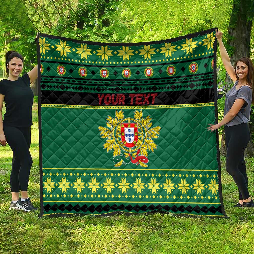 Personalized Portugal Christmas Quilt Emblem With Flag Style - Wonder Print Shop