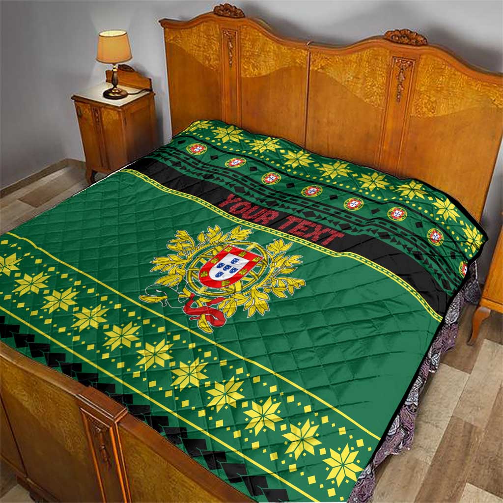 Personalized Portugal Christmas Quilt Emblem With Flag Style - Wonder Print Shop