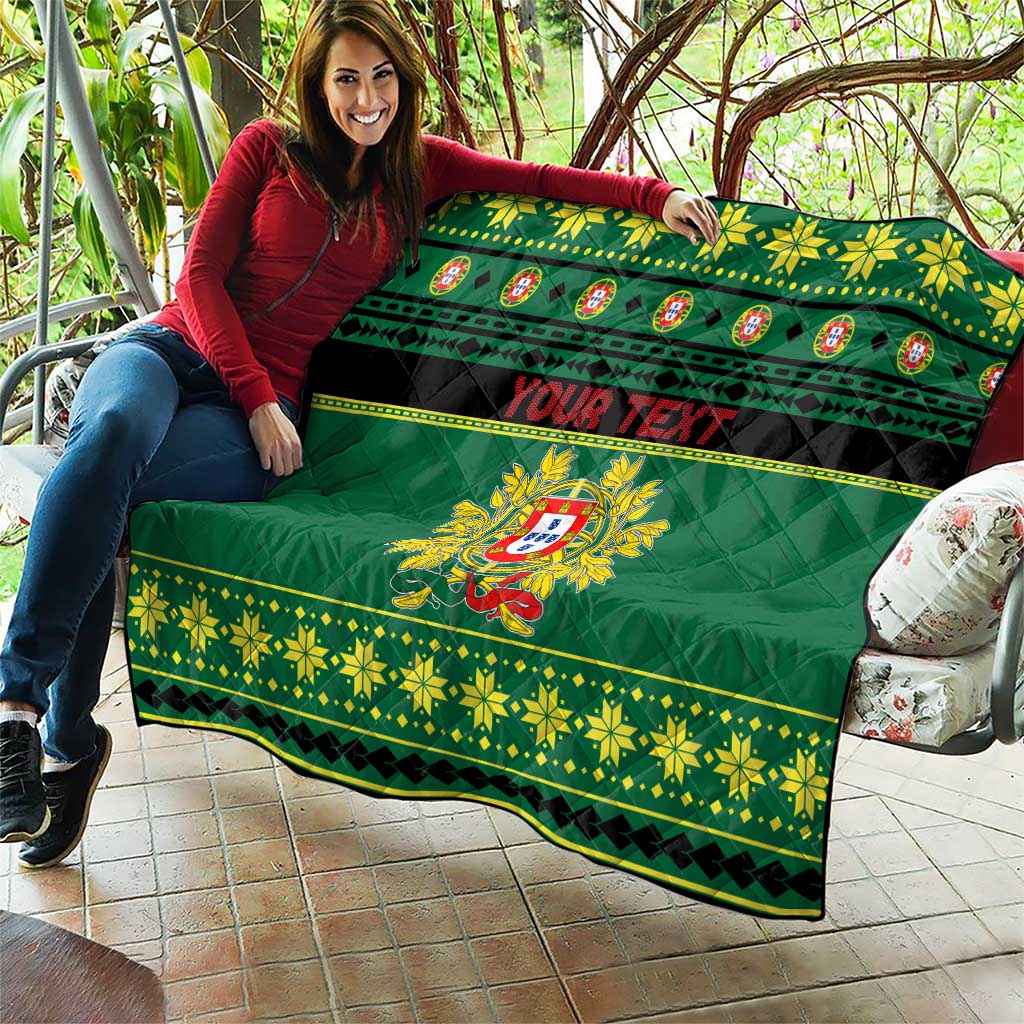Personalized Portugal Christmas Quilt Emblem With Flag Style - Wonder Print Shop