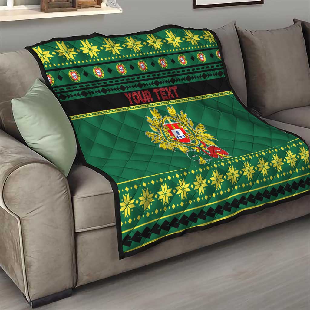 Personalized Portugal Christmas Quilt Emblem With Flag Style - Wonder Print Shop