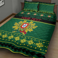 Personalized Portugal Christmas Quilt Bed Set Emblem With Flag Style - Wonder Print Shop