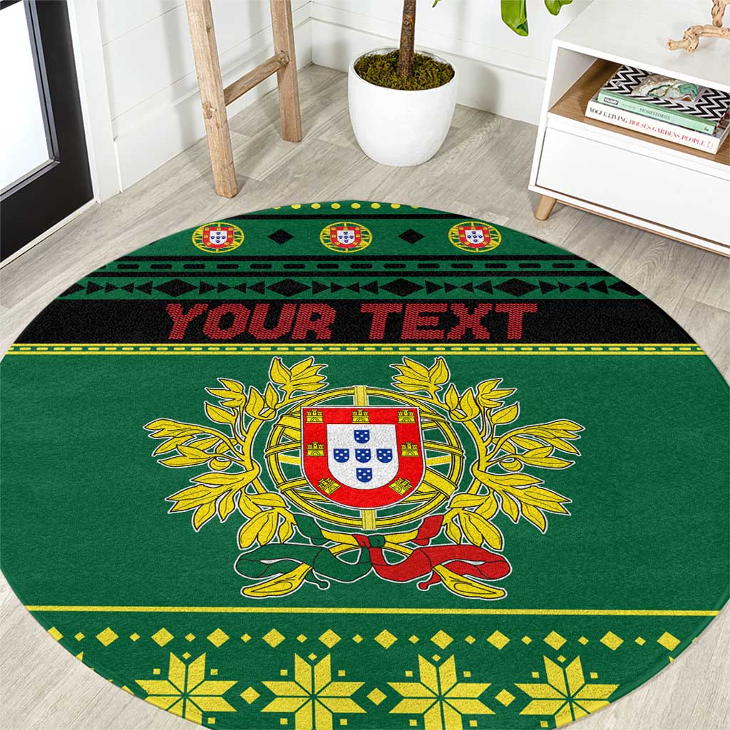 Personalized Portugal Christmas Round Carpet Emblem With Flag Style - Wonder Print Shop
