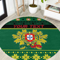 Personalized Portugal Christmas Round Carpet Emblem With Flag Style - Wonder Print Shop