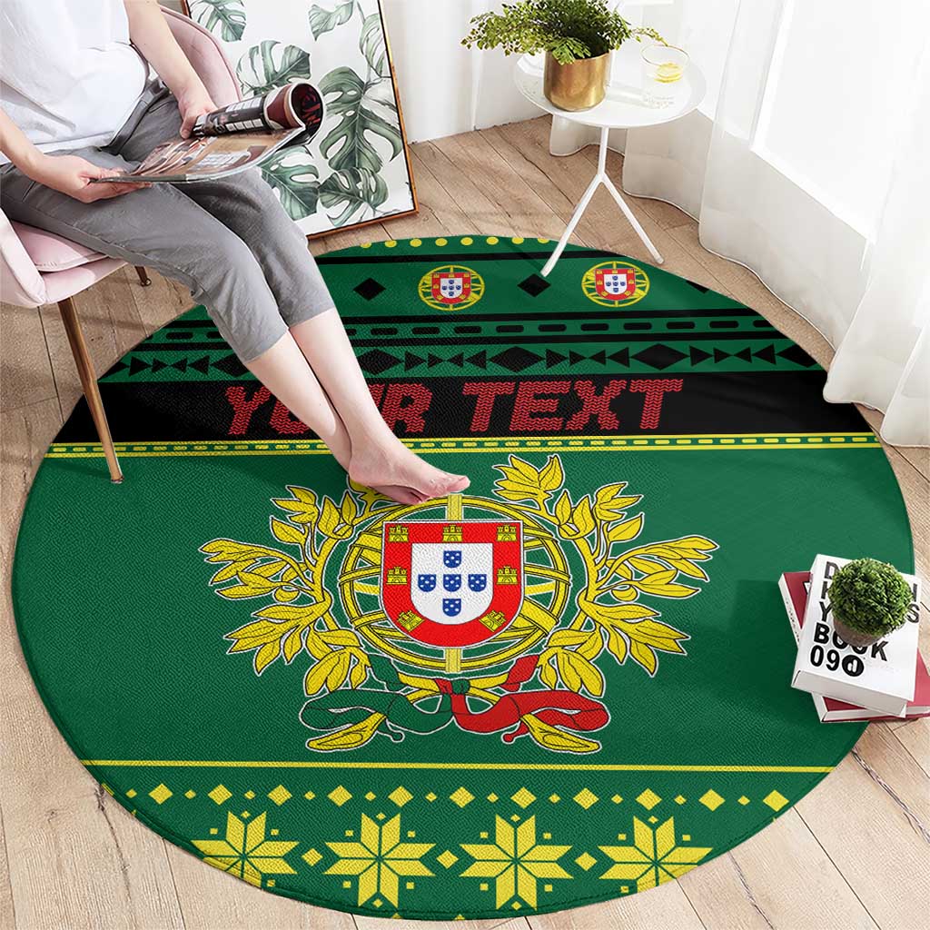 Personalized Portugal Christmas Round Carpet Emblem With Flag Style - Wonder Print Shop