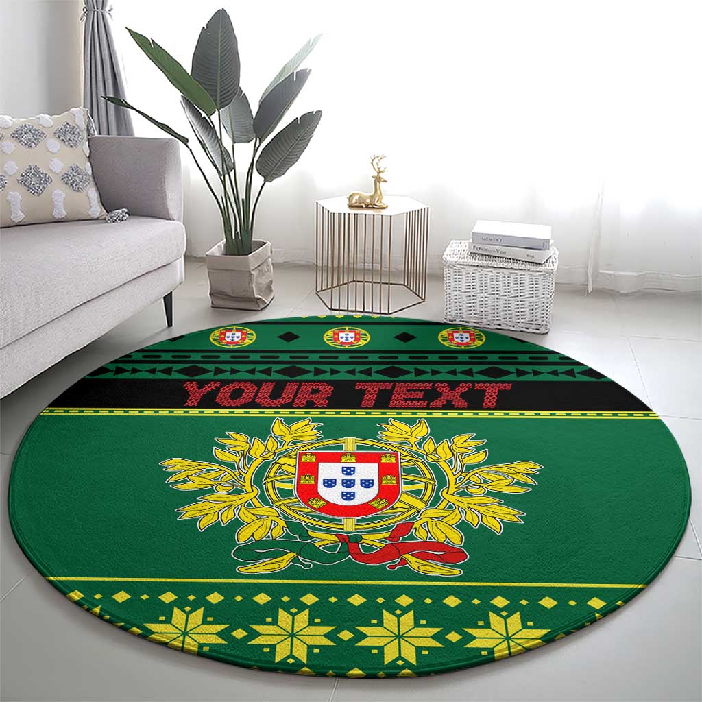 Personalized Portugal Christmas Round Carpet Emblem With Flag Style - Wonder Print Shop
