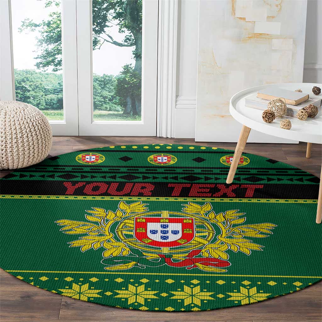Personalized Portugal Christmas Round Carpet Emblem With Flag Style - Wonder Print Shop