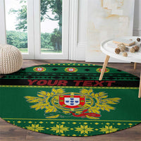 Personalized Portugal Christmas Round Carpet Emblem With Flag Style - Wonder Print Shop
