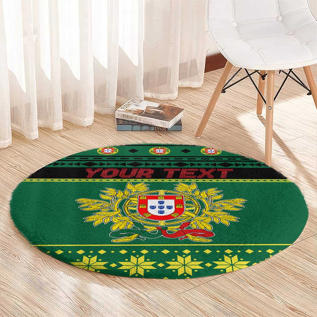 Personalized Portugal Christmas Round Carpet Emblem With Flag Style - Wonder Print Shop