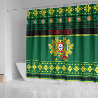 Personalized Portugal Christmas Shower Curtain Emblem With Flag Style - Wonder Print Shop