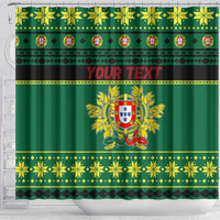 Personalized Portugal Christmas Shower Curtain Emblem With Flag Style - Wonder Print Shop