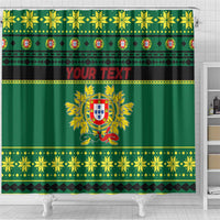 Personalized Portugal Christmas Shower Curtain Emblem With Flag Style - Wonder Print Shop