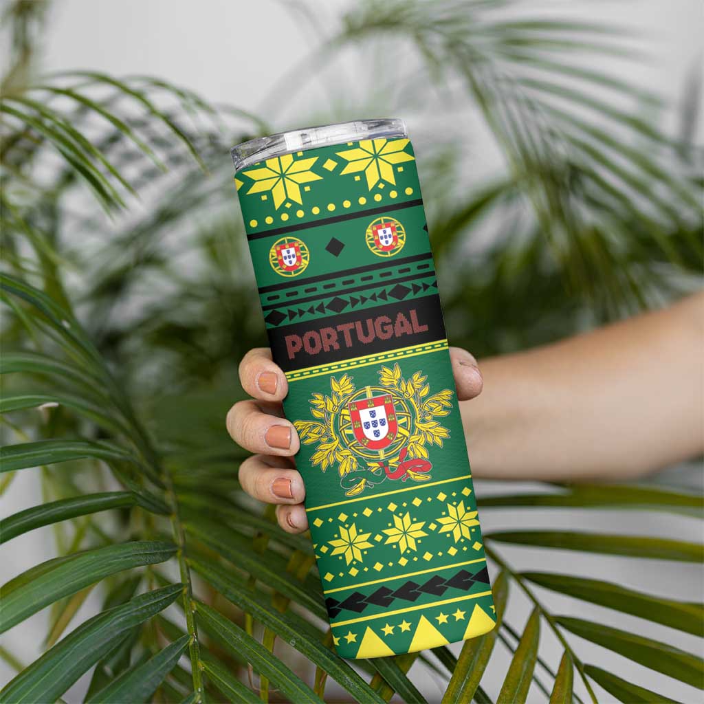 Personalized Portugal Christmas Skinny Tumbler Emblem With Flag Style - Wonder Print Shop