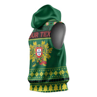 Personalized Portugal Christmas Sleeveless Hoodie Emblem With Flag Style - Wonder Print Shop