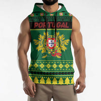 Personalized Portugal Christmas Sleeveless Hoodie Emblem With Flag Style - Wonder Print Shop