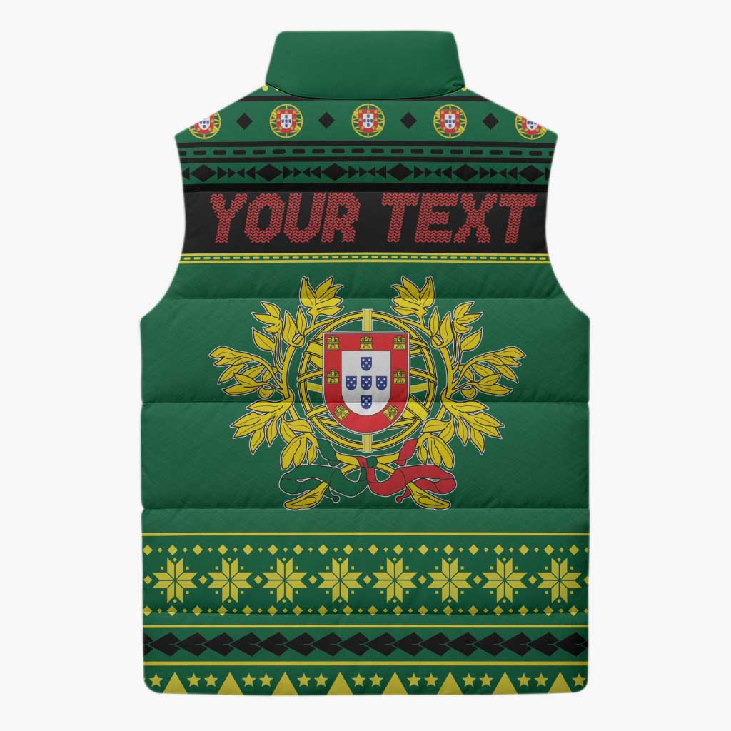 Personalized Portugal Christmas Sleeveless Puffer Jacket Emblem With Flag Style - Wonder Print Shop