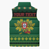 Personalized Portugal Christmas Sleeveless Puffer Jacket Emblem With Flag Style - Wonder Print Shop