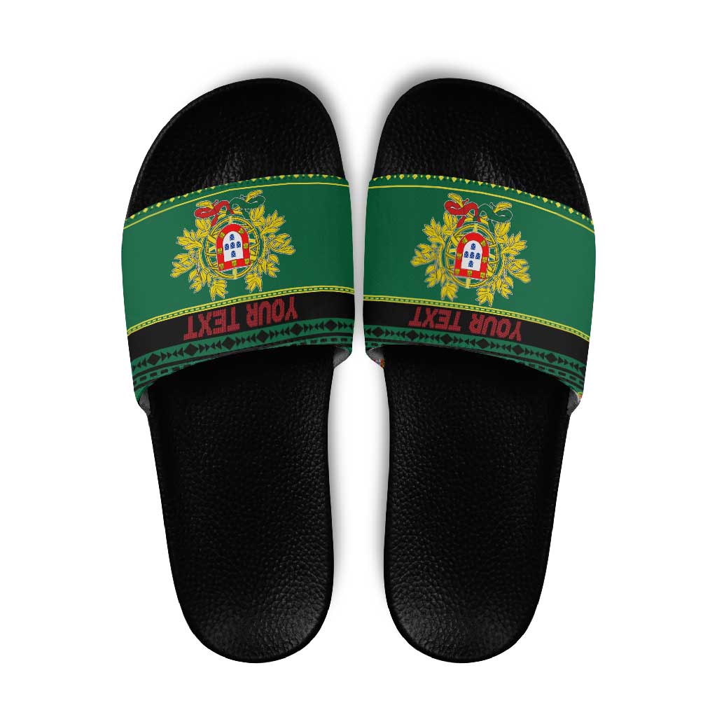 Personalized Portugal Christmas Slide Sandals Emblem With Flag Style - Wonder Print Shop