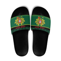 Personalized Portugal Christmas Slide Sandals Emblem With Flag Style - Wonder Print Shop